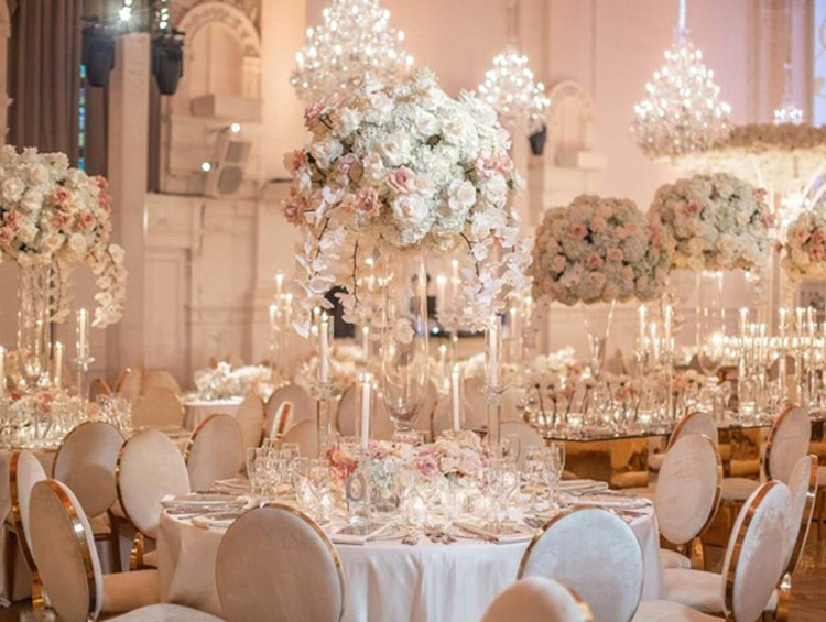 Wedding hall elegantly decorated with full natural light