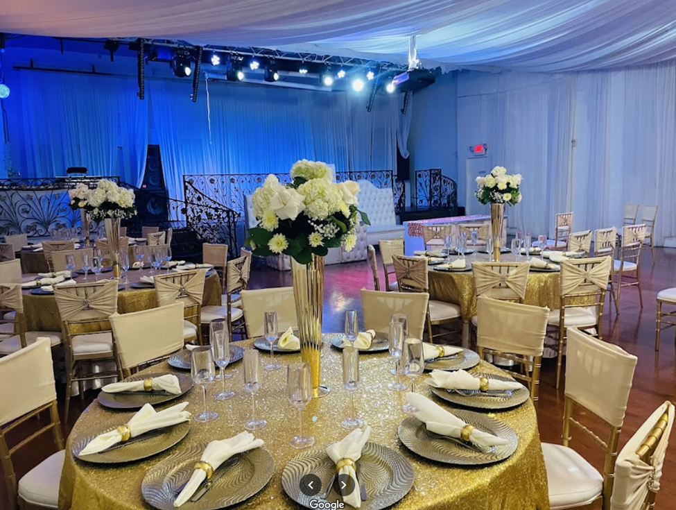 Wedding hall elegantly decorated with full natural light